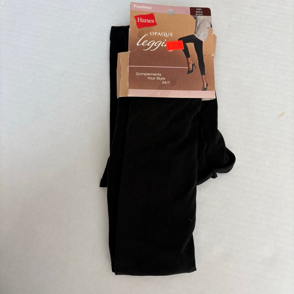 Women's Hanes Opaque Footless Leggings Black Size M